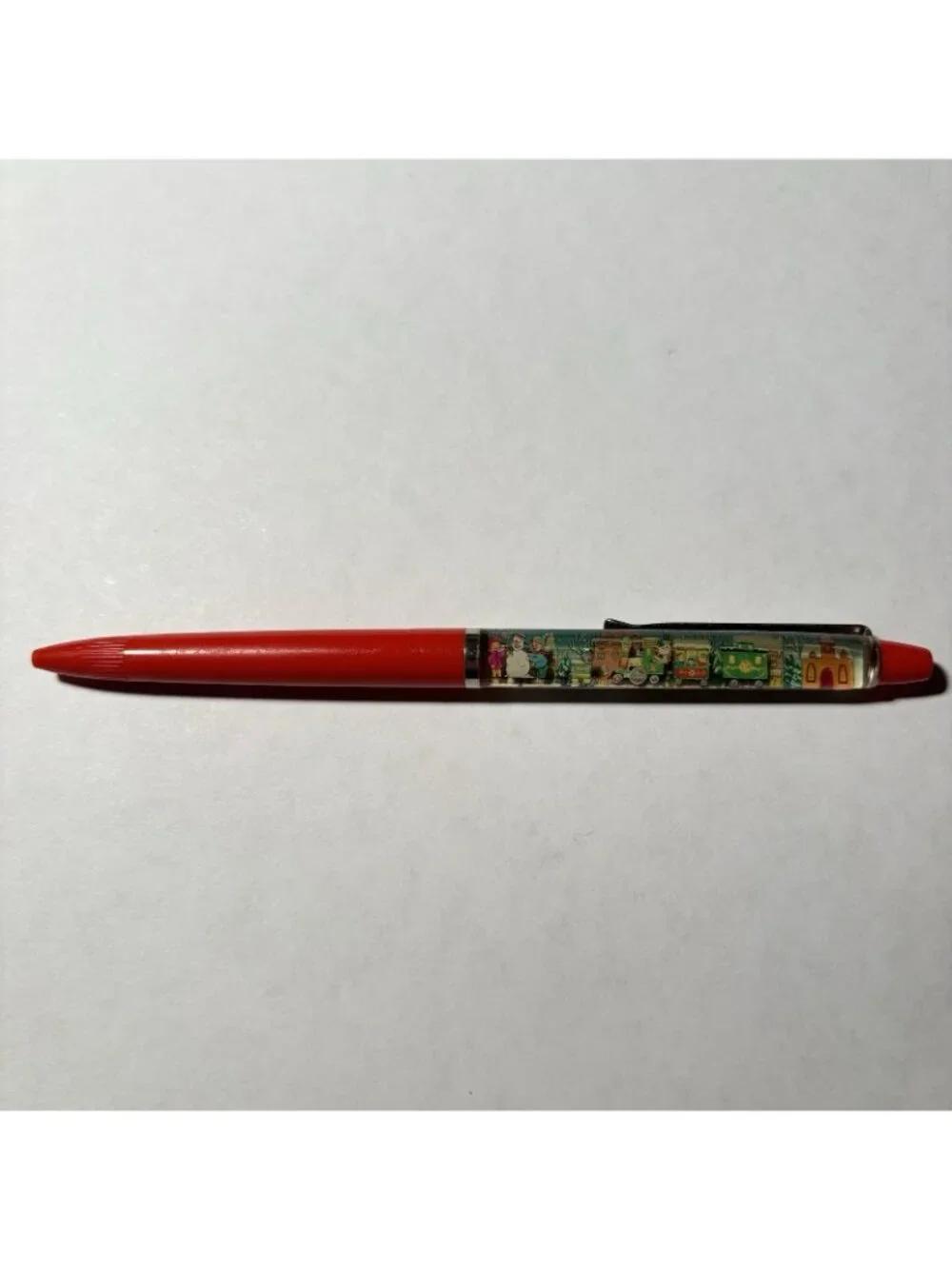 Merry Christmas Floaty Pen Santa Claus Train Moves Snowy Town Vintage Holiday